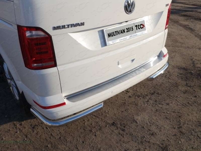 Накладка на задний бампер с надписью Multivan шлифованный лист ТСС для Volkswagen Multivan T6 2015-2021